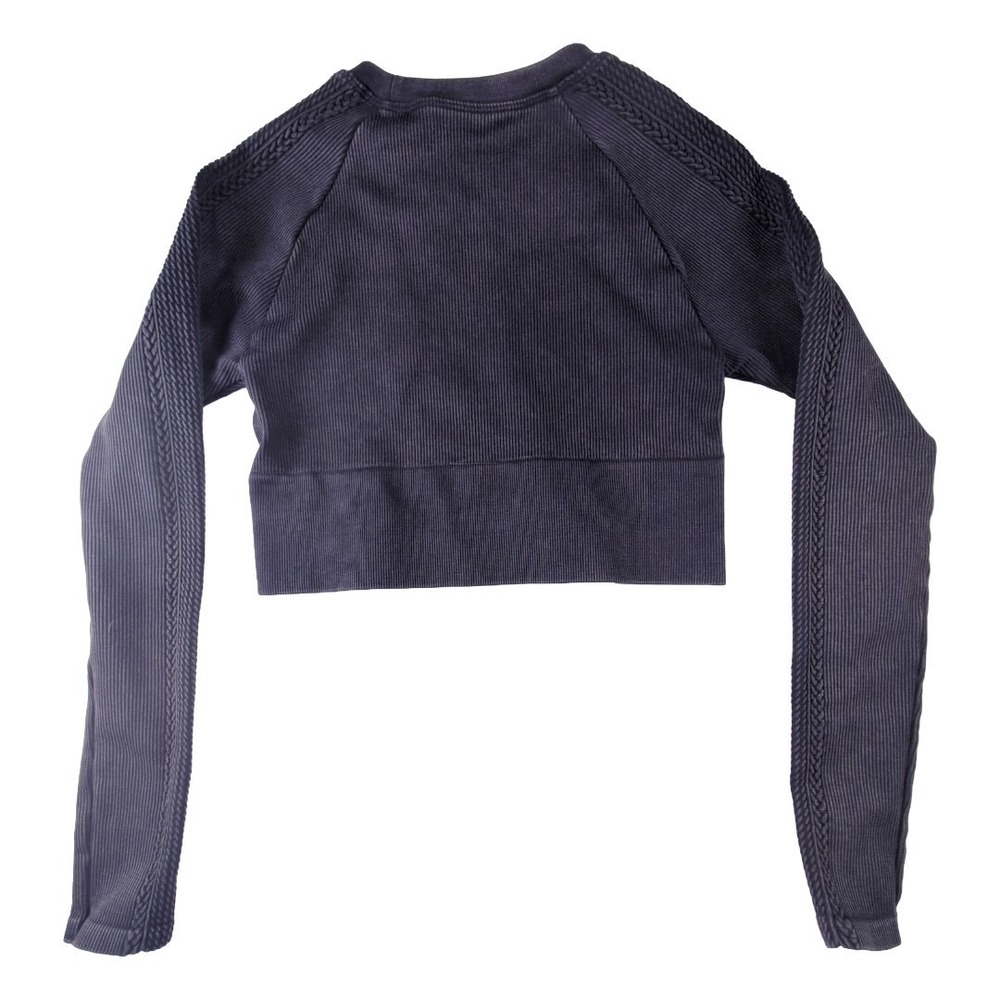 Offline by Aerie Top Long Sleeve Cropped‎ Distressed Black Size XS - Picture 3 of 8